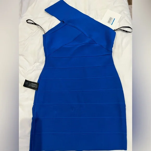 Blue Herve Leger One Shoulder Dress size Medium NWT - Picture 4 of 5